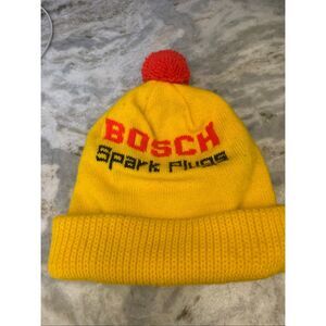 Bosch Spark Plugs Yellow and Red Beanie Hat #vintage #70’s
